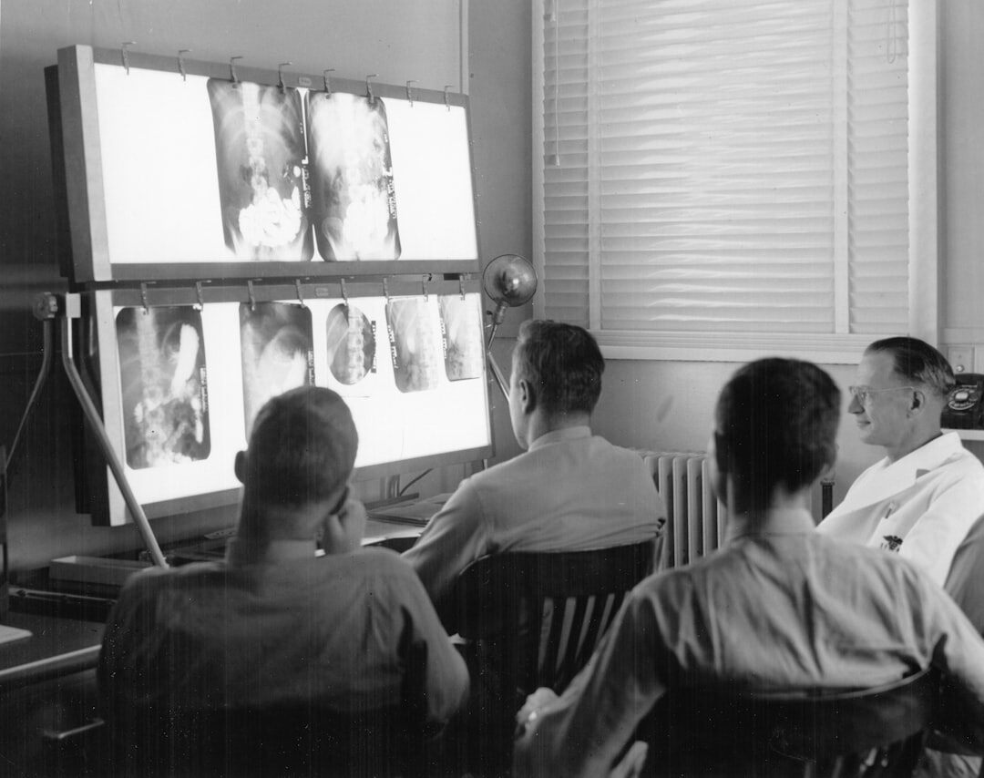 group watching old tv