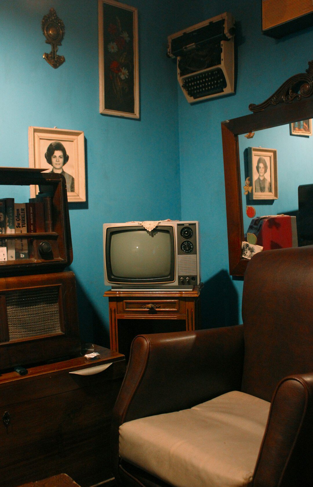 person watching vintage tv